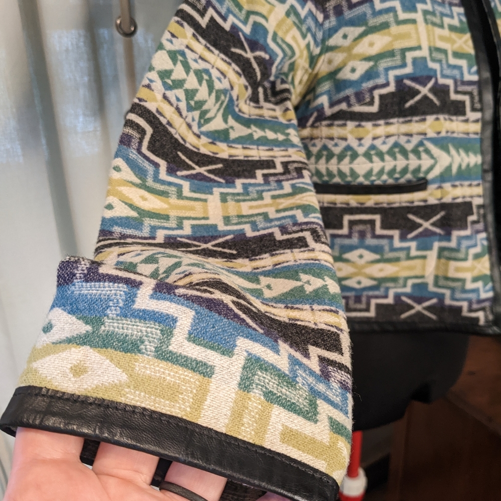 Pendleton Wool Aztec Print Open Front Jacket Small - image 5